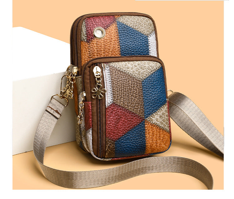 High-quality texture, versatile niche shoulder bag, new style, fashionable and versatile women's bag, contrast color mobile phone bag
