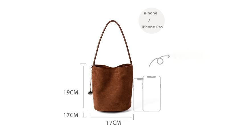2024 autumn and winter new Japanese and Korean niche ins soft suede shoulder underarm bag women's simple and versatile bucket bag