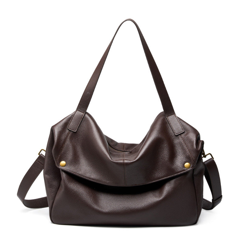 2025 Winter New Large Capacity One-shoulder Genuine Leather Large Bag European and American Style Soft Leather Tote Bag Simple Casual Women's Bag
