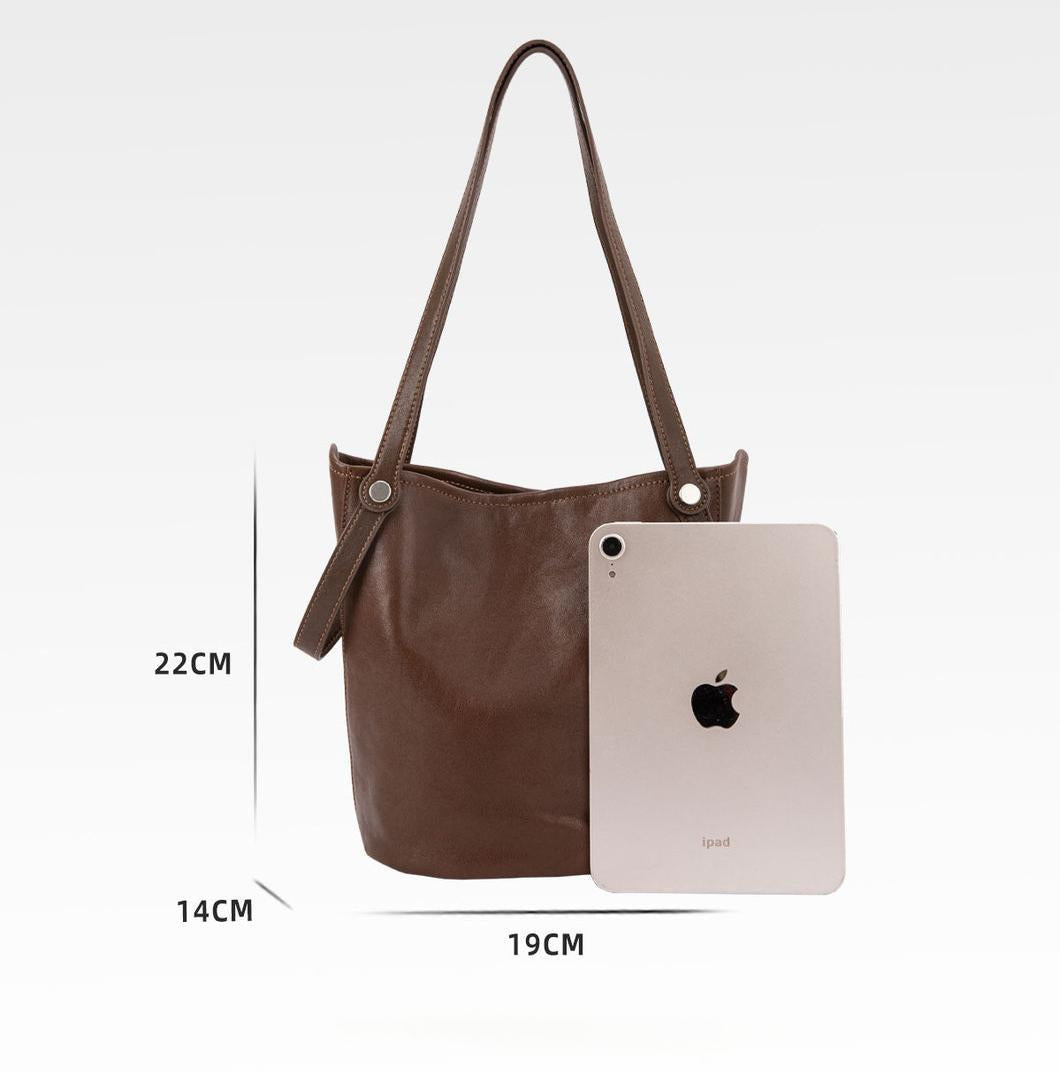 Bucket bag for women 2024 autumn and winter high-end niche design top-layer genuine cowhide crossbody shoulder bag