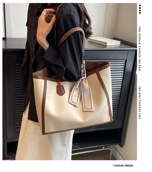 2025 Spring and Summer New Textured Silk Scarf Shoulder Bag Underarm Commuter Tote Bag