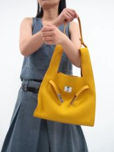 Vegetable basket crossbody high-end niche design first-layer genuine cowhide garbage bag single-shoulder handbag