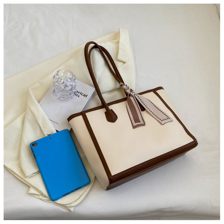 2025 Spring and Summer New Textured Silk Scarf Shoulder Bag Underarm Commuter Tote Bag