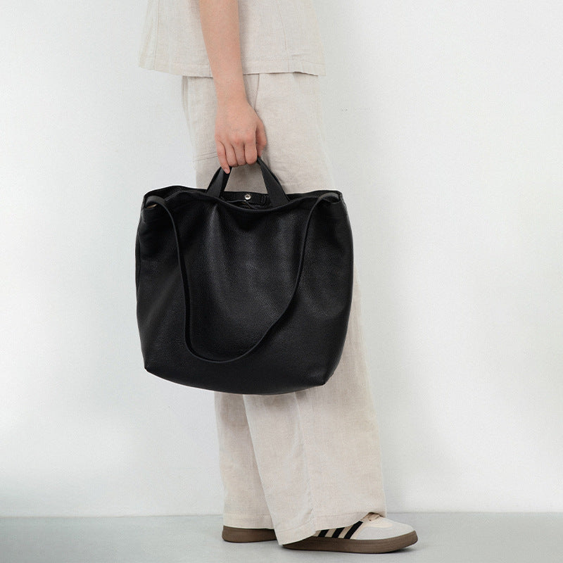 Tote bag for women 2025 new single-shoulder casual large-capacity first-layer genuine cowhide commuter bag
