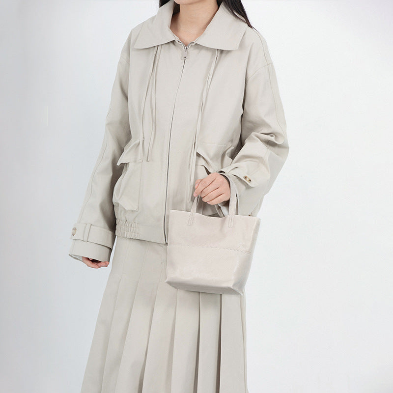 Bucket bag for women 2025 new crossbody niche design top layer vegetable tanned cowhide shoulder handbag