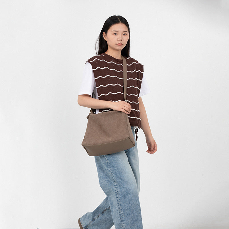 Tote bag for women, large capacity genuine cowhide casual high-end niche fashion shoulder underarm bag