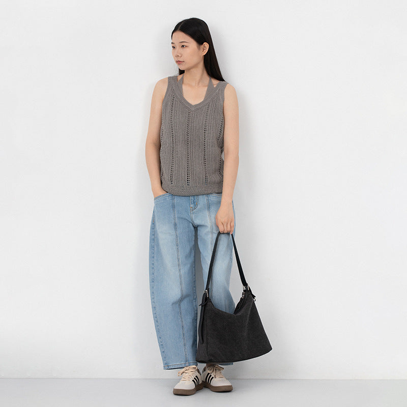 Tote bag for women, large capacity genuine cowhide casual high-end niche fashion shoulder underarm bag