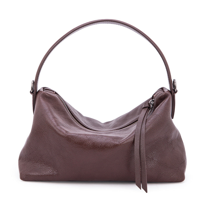 Women's handbags, shoulder-to-shoulder, crossbody, high-end, niche design, hand-held, genuine cowhide, armpit dumpling bag, new autumn and winter models
