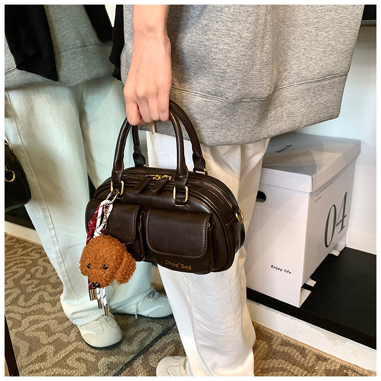 2025 Spring New Retro Niche Boston Handbag Single Shoulder Crossbody Bag