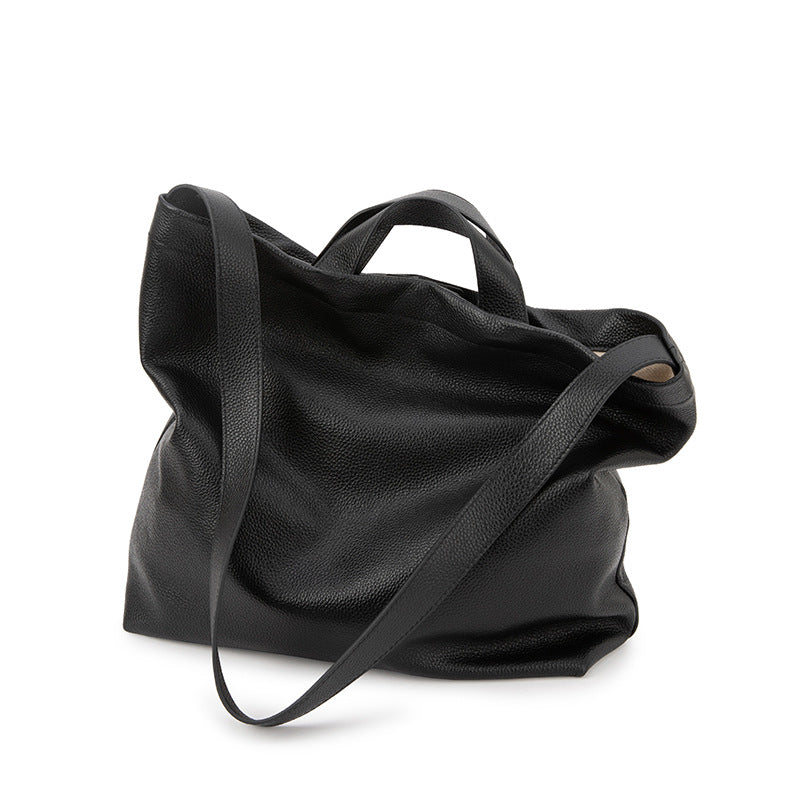 Tote bag for women 2025 new single-shoulder casual large-capacity first-layer genuine cowhide commuter bag