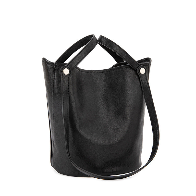 Bucket bag for women 2024 autumn and winter high-end niche design top-layer genuine cowhide crossbody shoulder bag