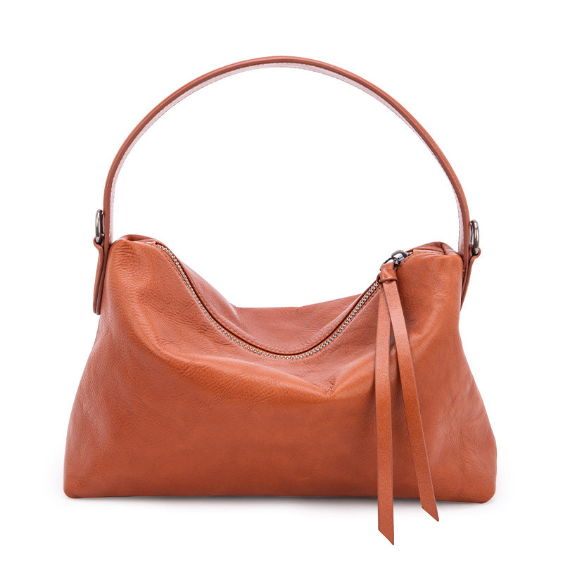Women's handbags, shoulder-to-shoulder, crossbody, high-end, niche design, hand-held, genuine cowhide, armpit dumpling bag, new autumn and winter models