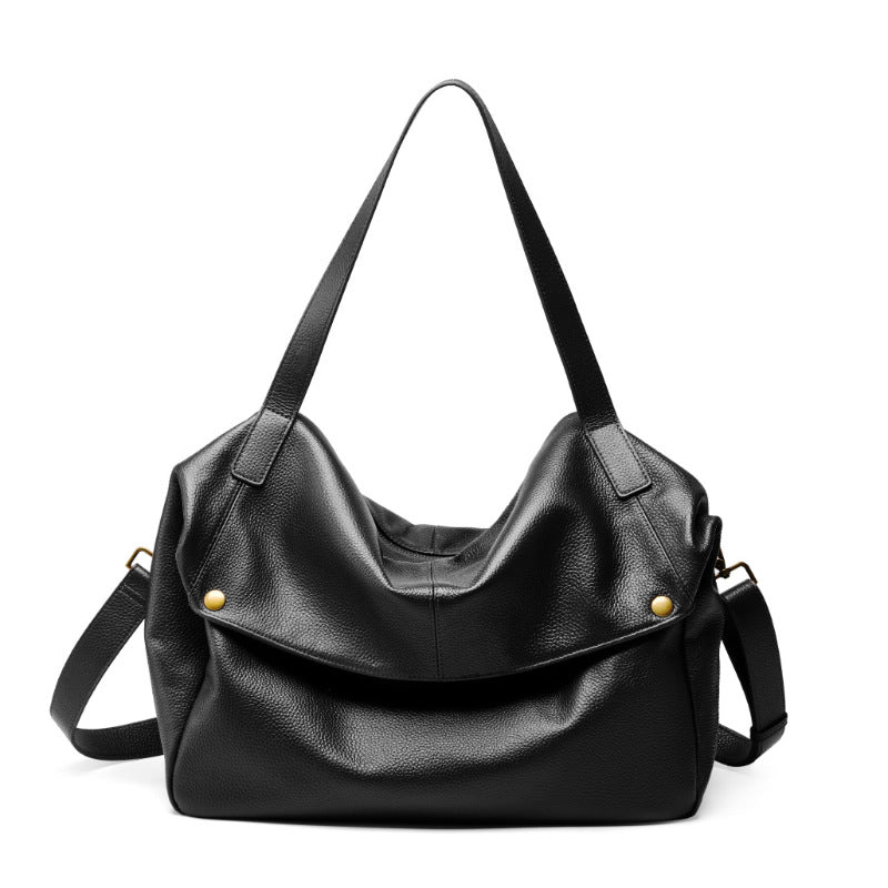 2025 Winter New Large Capacity One-shoulder Genuine Leather Large Bag European and American Style Soft Leather Tote Bag Simple Casual Women's Bag