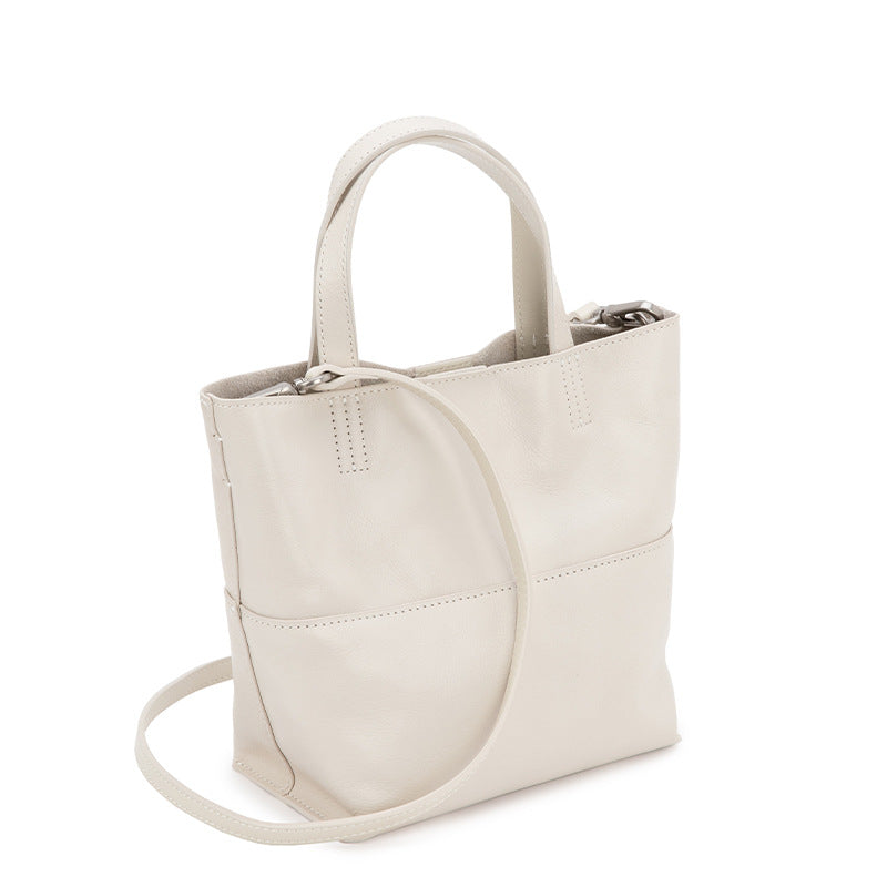 Bucket bag for women 2025 new crossbody niche design top layer vegetable tanned cowhide shoulder handbag