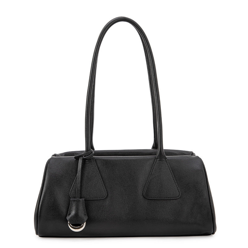 Boston Crossbody 2024 Autumn and Winter New High-end Niche Top-layer Real Cowhide One-shoulder Pillow Bag Bowling Bag for Women