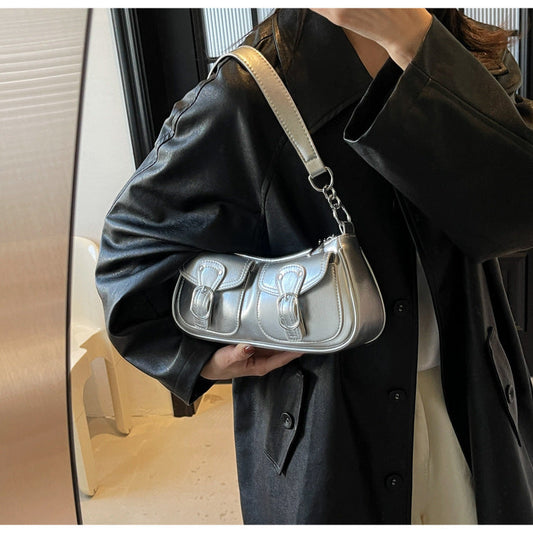 2025 autumn new simple casual belt buckle decorated personality niche crossbody bag