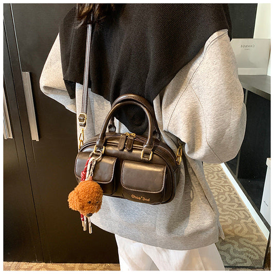 2025 Spring New Retro Niche Boston Handbag Single Shoulder Crossbody Bag