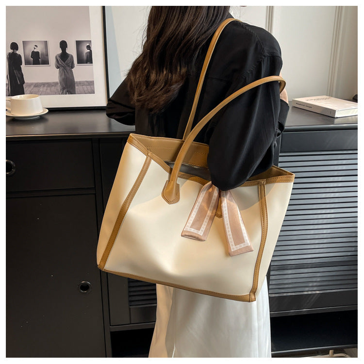 2025 Spring and Summer New Textured Silk Scarf Shoulder Bag Underarm Commuter Tote Bag