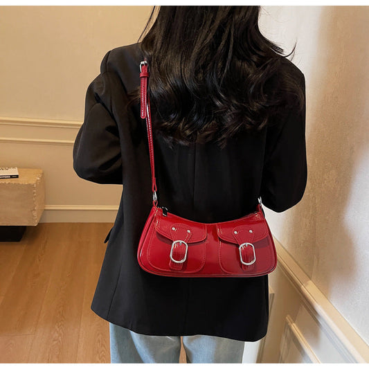 2025 autumn new simple casual belt buckle decorated personality niche crossbody bag