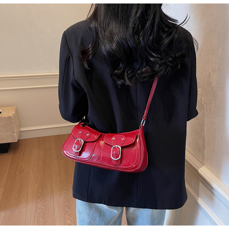 2025 autumn new simple casual belt buckle decorated personality niche crossbody bag
