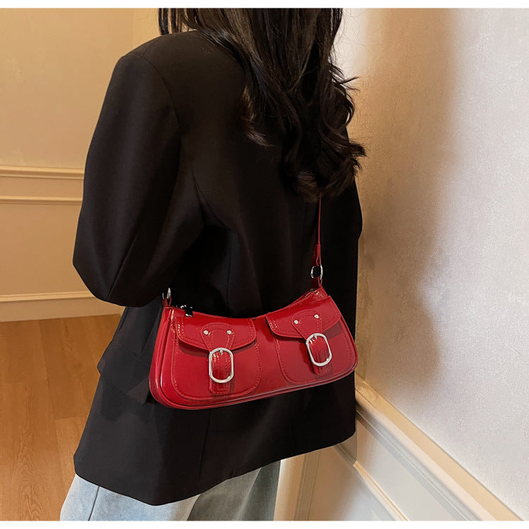 2025 autumn new simple casual belt buckle decorated personality niche crossbody bag