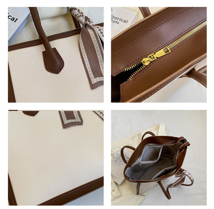 2025 Spring and Summer New Textured Silk Scarf Shoulder Bag Underarm Commuter Tote Bag
