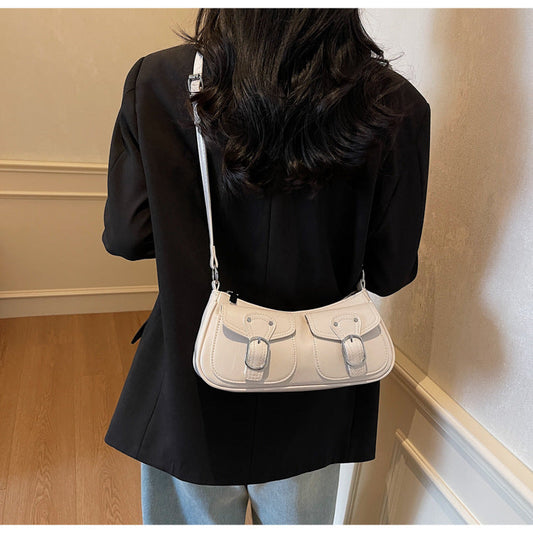 2025 autumn new simple casual belt buckle decorated personality niche crossbody bag