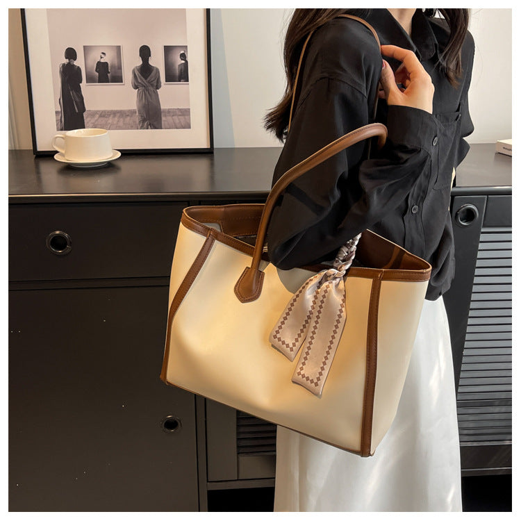 2025 Spring and Summer New Textured Silk Scarf Shoulder Bag Underarm Commuter Tote Bag