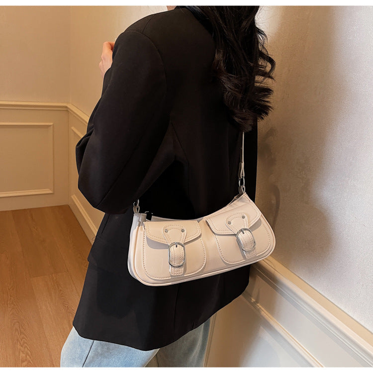 2025 autumn new simple casual belt buckle decorated personality niche crossbody bag