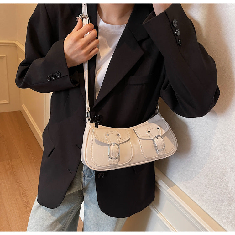 2025 autumn new simple casual belt buckle decorated personality niche crossbody bag