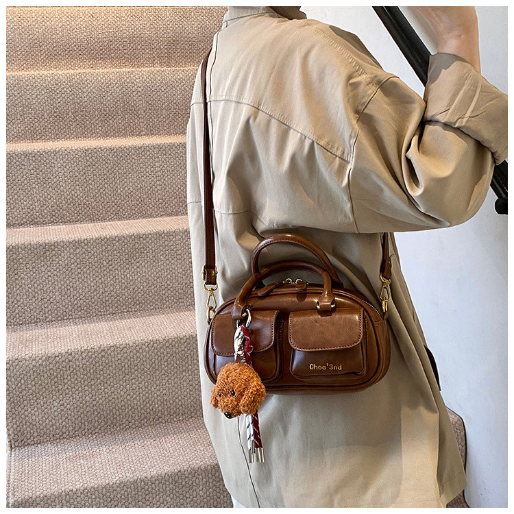 2025 Spring New Retro Niche Boston Handbag Single Shoulder Crossbody Bag