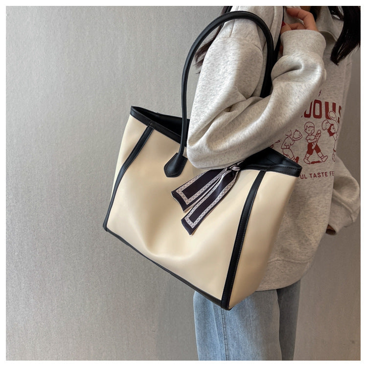 2025 Spring and Summer New Textured Silk Scarf Shoulder Bag Underarm Commuter Tote Bag
