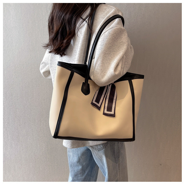 2025 Spring and Summer New Textured Silk Scarf Shoulder Bag Underarm Commuter Tote Bag