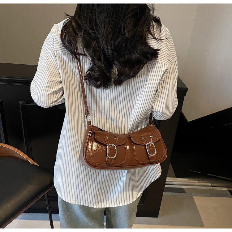 2025 autumn new simple casual belt buckle decorated personality niche crossbody bag