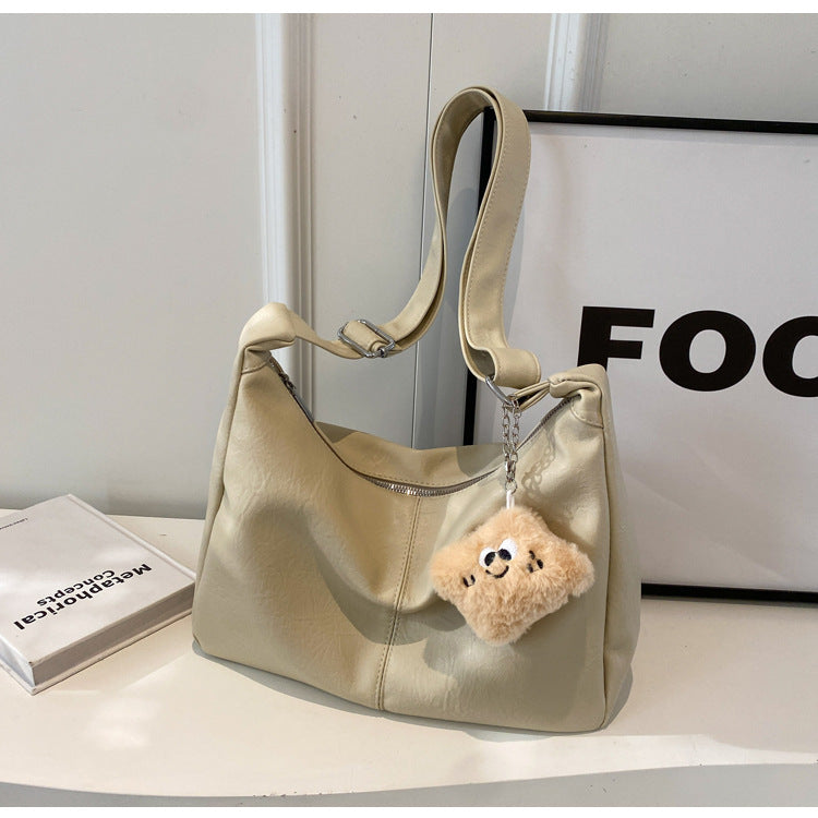 2025 new retro versatile shoulder messenger bag texture simple women's dumpling bag